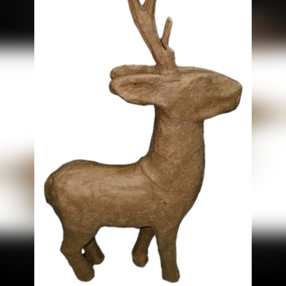 Vintage Paper Mache Reindeer Made In Philippines Christmas Decor Lot of 2 - Picture 9 of 16